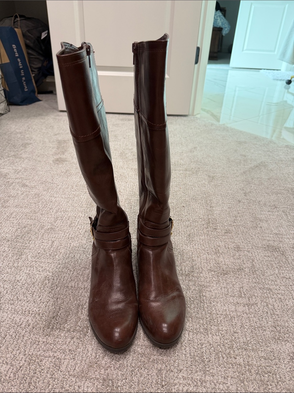 Unisa Dark Brown Tall Leather Riding Boots